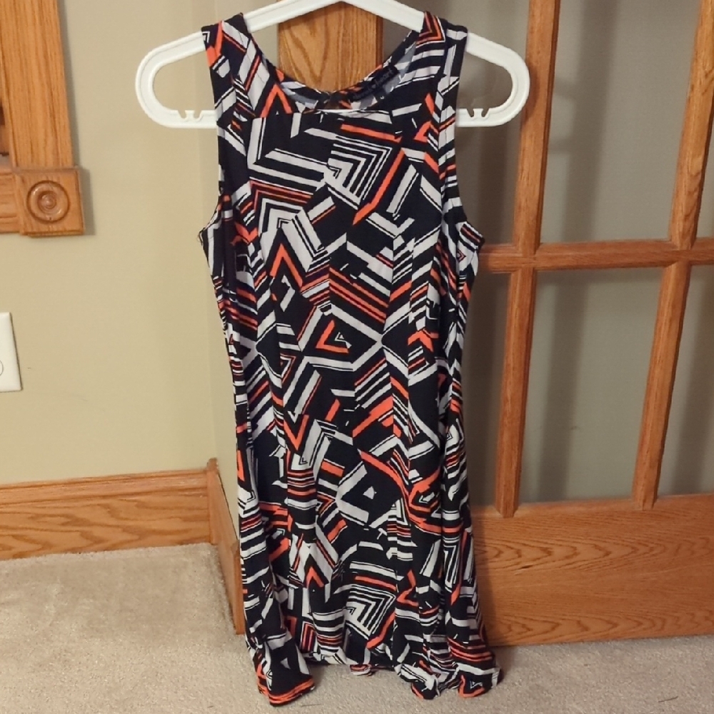 Derek Heart Black and Orange Geometric Mini Dress